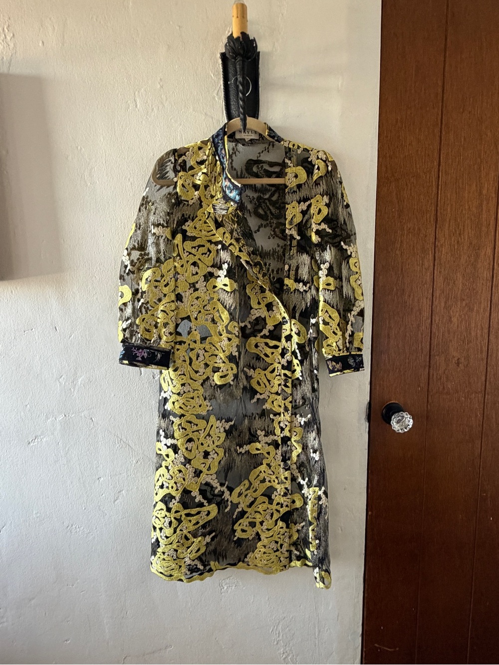 Mayle Yellow Floral Pattern Long Sleeve Dress